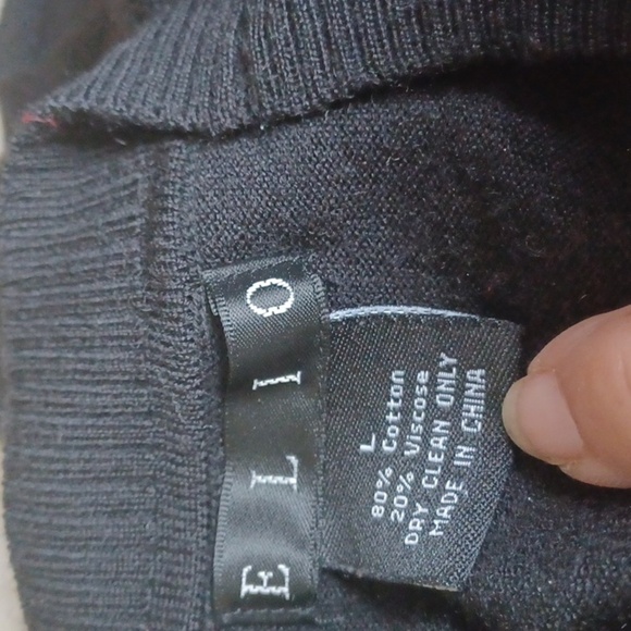 Elio Ruffled Frint Black cotton blend Button Cardigan, Long Sleeves - Picture 4 of 4